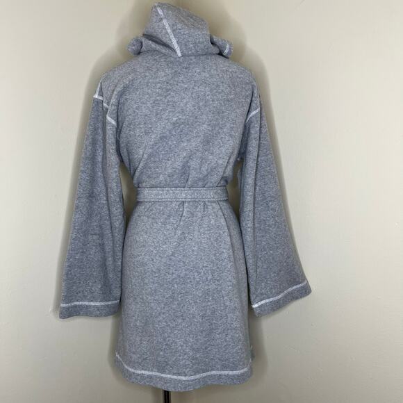 Y2K Victoria's Secret Hooded Robe XS/SM Gray Contrasting Trim Belted House Coat - Picture 6 of 10